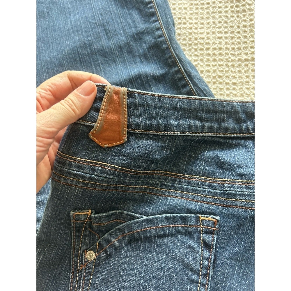 Cache Women's‎ Vintage 90s Jeans Size 12 Blue Denim Brown Leather Belt Loops - Picture 6 of 8